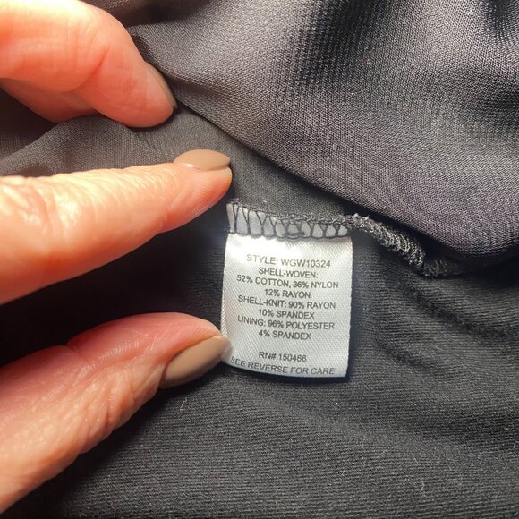 Market & Spruce Hans Black Crochet Front Blouse Womens L Mixed Material Zip EUC - Picture 4 of 9